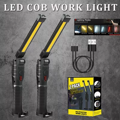 2Pack USB Rechargeable LED COB Work Light Mechanic Flashlight Lamp Magnetic Base • $18.99