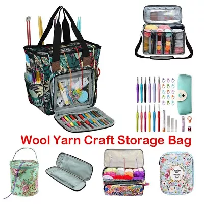 Knitting Bag Wool Yarn Craft Storage Bag Crochet Hook Needles Organiser Holder • £6.99