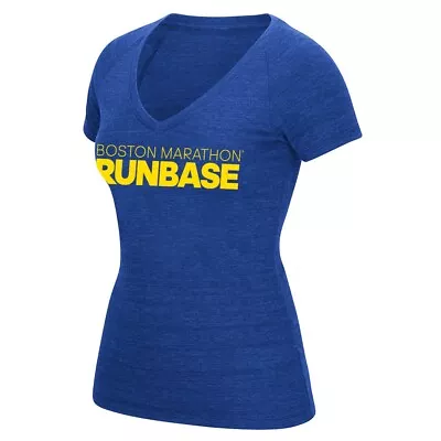 Adidas Women's Boston Marathon RunBase Blue Tri-Blend V-Neck T-Shirt CT5424 • $25.68