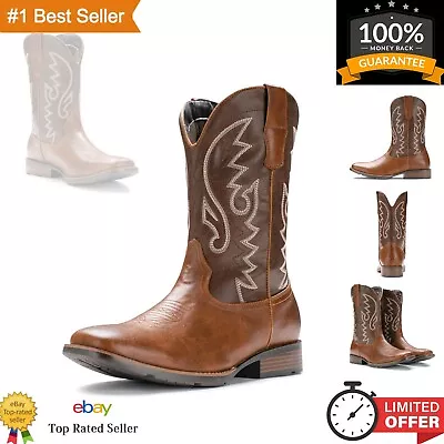 Men's Western Cowboy Boots - Square Toe Slip Resistant Durable Rubber Sole • $99.99