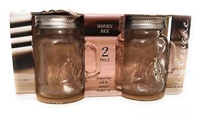 Honey Bee Mason Jar Mug Salt And Pepper Shakers With Glass Handles • $17.89
