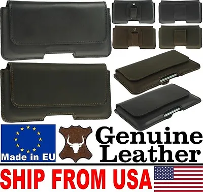 # Chic Horizontal Genuine Leather Waist Pouch Pouch Case Cover For Apple Iphone • £12.44