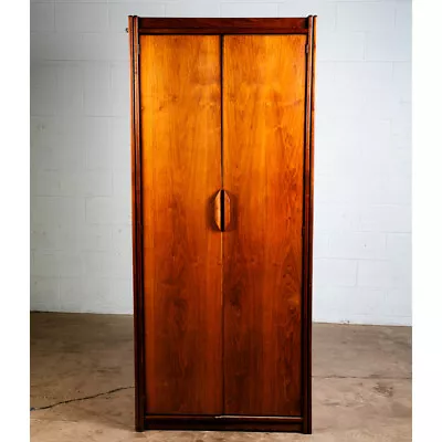 Mid Century Modern Armoire Wardrobe Doors Closet Solid Walnut Vintage Danish Bar • $1398.98