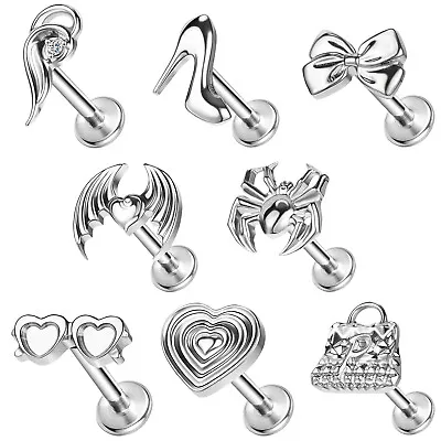 1 Pc Titanium Steel Labret Lip Piercing 16G Helix Conch Tragus Piercing Jewelry • $17.08