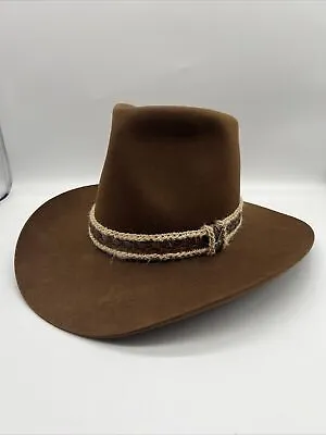 Stetson Cowboy Western Hat 4X Beaver Felt Brown Size 7 1/4 High Crown 6” Vintage • $112.49