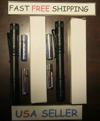 2 XPE-R3 LED Flashlight’s Clip Pocket Penlight’s 4 FREE BATEERIES & SHIP! • $7.77