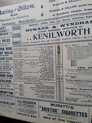 Theatre Programme 1915manchester Theatre Royalkenilworth • £10