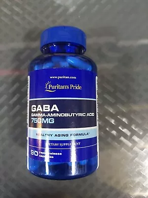 Puritan's Pride GABA Aminobutyric Acid 750 MG 90 Capsules Exp 4/26 #S11 • $11.75