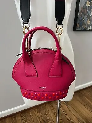 LANCEL PARIS Macaron S Studs Pink Leather Sac Crossbody Bag Fuchsia Pink Leather • $425