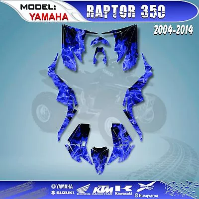 $72 • Buy Graphics Kits Decals Stickers Flame Blue  Fit YAMAHA RAPTOR 350 2004-2014