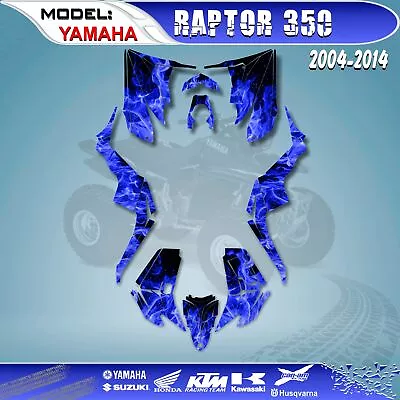 Graphics Kits Decals Stickers Flame Blue  Fit YAMAHA RAPTOR 350 2004-2014 • $72