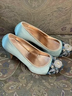 Anthropologie Miss Albright Bijou Sequined Toe Cap Heels • $35