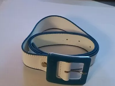 Lacoste Womens Leather Belt White Blue Size 36  / 90cm • £14.99