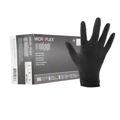 Microflex MK-296L MidKnight Black Nitrile Gloves - Large • $22.12