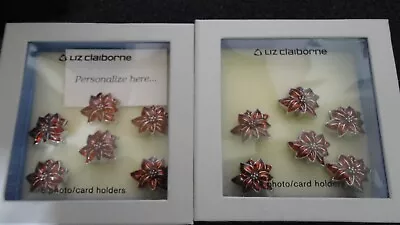 Liz Claiborne Personalized Poinsettia Photo/card Holders Nob 2 Sets Of 6 • $12