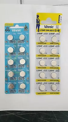 10x L1154 & L1131 Batteries Vinnic Alkaline 1.55v Ag13 A76 & Ag10 LR54 Coin Cell • £2.92