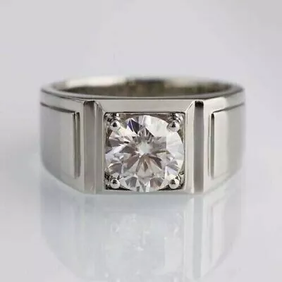 3 Ct Round Cut Moissanite Men Engagement Solitaire Ring Real 925 Sterling Silver • $135.74