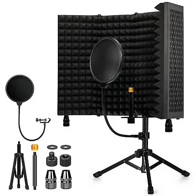 Recording Microphone Isolation Shield With Pop Filter & Tripod StandFoldable ... • $54.99