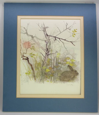 £29.42 • Buy Mads Stage Bunny Rabbit Watercolor Print Harekilling Matted UnFramed 12 X 14 
