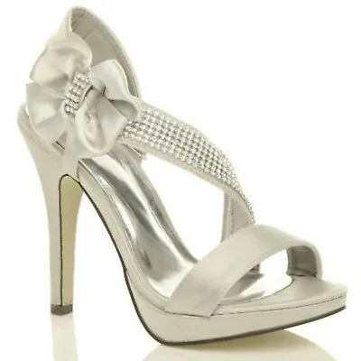 £9.99 • Buy Womens Ladies Wedding Evening Prom High Heel Platform Sandals Bridal Shoe Fs8815