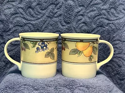 Set Of 2 Mikasa Intaglio Garden Harvest 3.5  Coffee Mugs (11 Oz) Fruits - Mint • $15