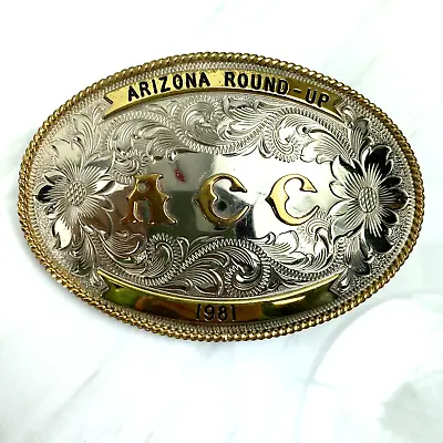 Arizona Round-Up 1981 ACC Initial Montana Silversmiths Rodeo Belt Buckle FLAW • $24.95