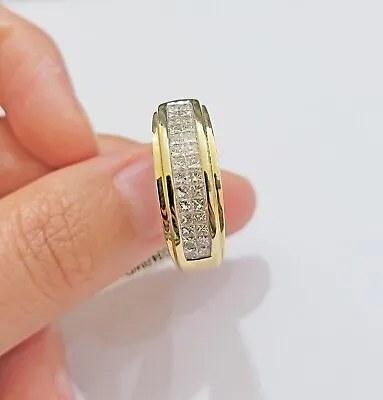 Mens Engagement Wedding Band REAL 14k Yellow Gold Natural Diamond Band Ring SALE • $1606.82