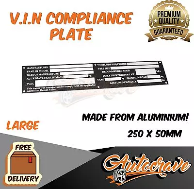 $8.49 • Buy Trailer VIN Number Plate Compliance ID Tag Horse Float Caravan Boat Large Alumin