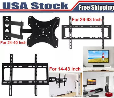 Fixed / Full Motion TV WALL MOUNT BRACKET 10 22 32 40 42 46 50 55 60 65 USA • $11.99