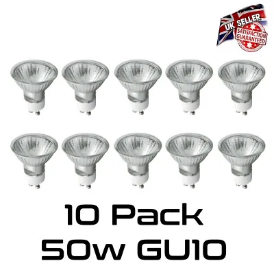 GU10 Bulbs 50w Halogen Spot Light Lamps Pack Of 10 *UK Seller* • £13.95