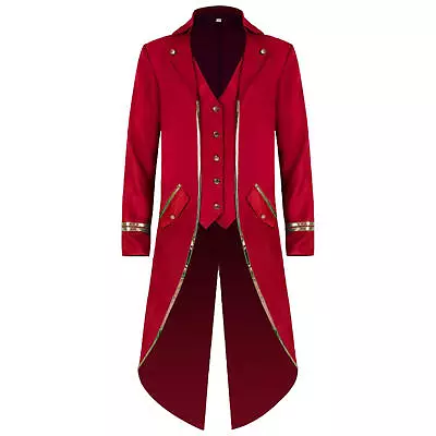 Men's Medieval Steampunk Tailcoat Jacket Long Sleeve Halloween Dress Up Coats • $52.37