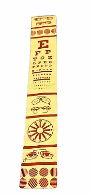Vtg Rooster Necktie  Sun Fabric Hand Printed Eye Chart Whimsical All Cotton • $16.99