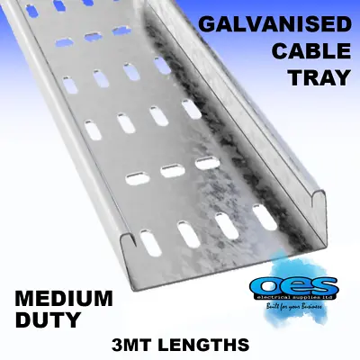 £11.95 • Buy 50mm - 75mm - 100mm - 150mm Medium Duty Cable Tray 3mt Lengths  Pre-galvanised 
