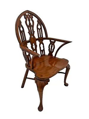Vintage Maitland Smith  Arm Chair English Gothic Style Mahogany  Arched Back • $1195
