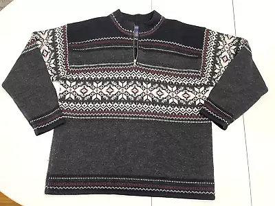 Vintage Herman Geist 100% Wool Sweater Woman's XL Nordic Fair Isle 1/4 Zip • $34.97