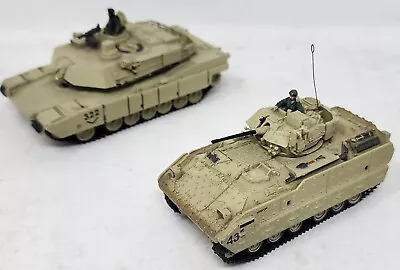 2005 Unimax Toys Bravo Team M3A2 Bradley Desert Camouflage M1 Abrams Tanks 1/72 • $35.99