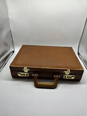 Ambassador Vintage Top Grain Leather Briefcase Brass Locks No Key • $32