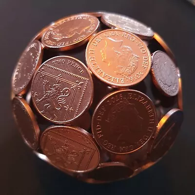 1 X MEDIUM 2p Coin Copper Metal Bowl Ball Sculpture Abstract Table Art  • £35