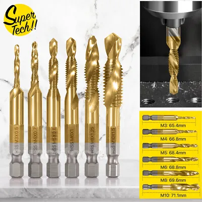 $10.95 • Buy 6X HSS Hex Shank Tap Drill Bits Metric Thread Screw Compound Tapping Set Tool AU