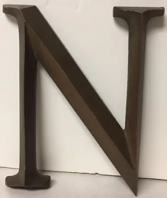 Vtg Or Antique Letter N - Building Marquee Sign Beautiful Cast Bronze Brass • $39.95