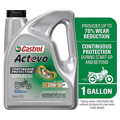 Castrol Actevo 4T 20W-50 Part Synthetic Motorcycle Oil 1 Gallon Motor Oil USA • $25.48