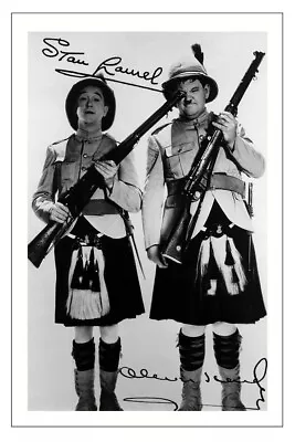 Laurel & Hardy Signed Photo Print Poster Autograph Poster Bonnie Scotland • £6.90