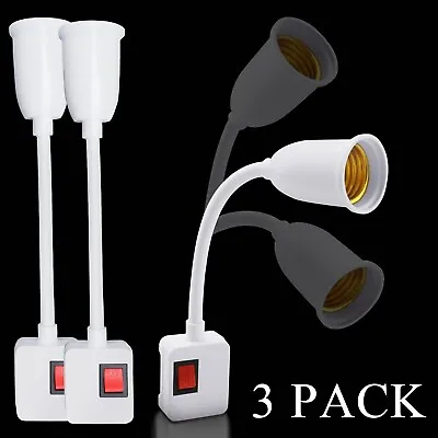 3 Pack E26 E27 LED Light Bulb Lamp Holder Flexible Extension Adapter Socket USA • $10.95