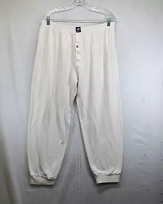 Vintage 90s Hang Ten White Thermal Waffle Knit Pants Men's Size XL • $14.99