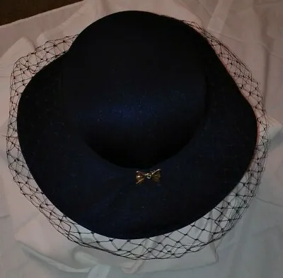 £35 • Buy Womens M&S Navy Hat With Mesh And Ribbon Detail - Wedding/formal/races/etc Hat