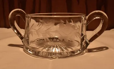 Vintage Antique Sugar Bowl - Deep Cut - Etched Clear Glass • $25