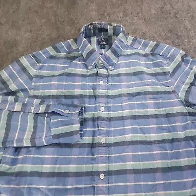 J Crew Shirt Large Slim Fit Long Sleeve Mens Button Down Flex Oxford Blue Green  • $13.69