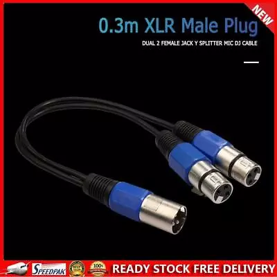 3-Pin XLR Male To Dual XLR Female Y Splitter Audio Adapter Cable For Microphone  • £5.88