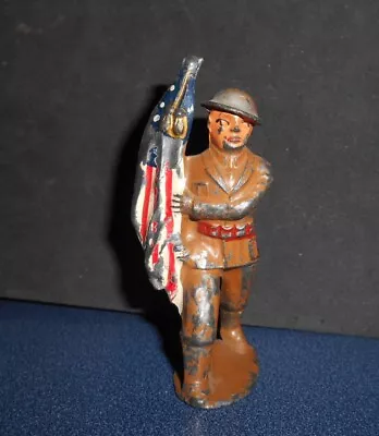 Vintage Toy Barclay Manoil 1930's / 40's Lead Military Soldier  Flag Bearer • $15