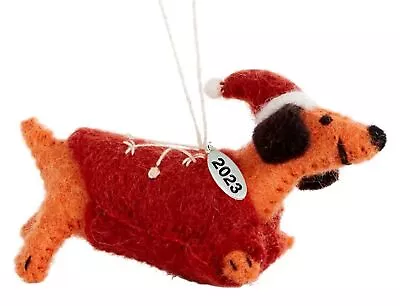 Dachshund Christmas Ornaments - Boiled Wool Santa Dachshund Ornament - Cute Dog • $12.99